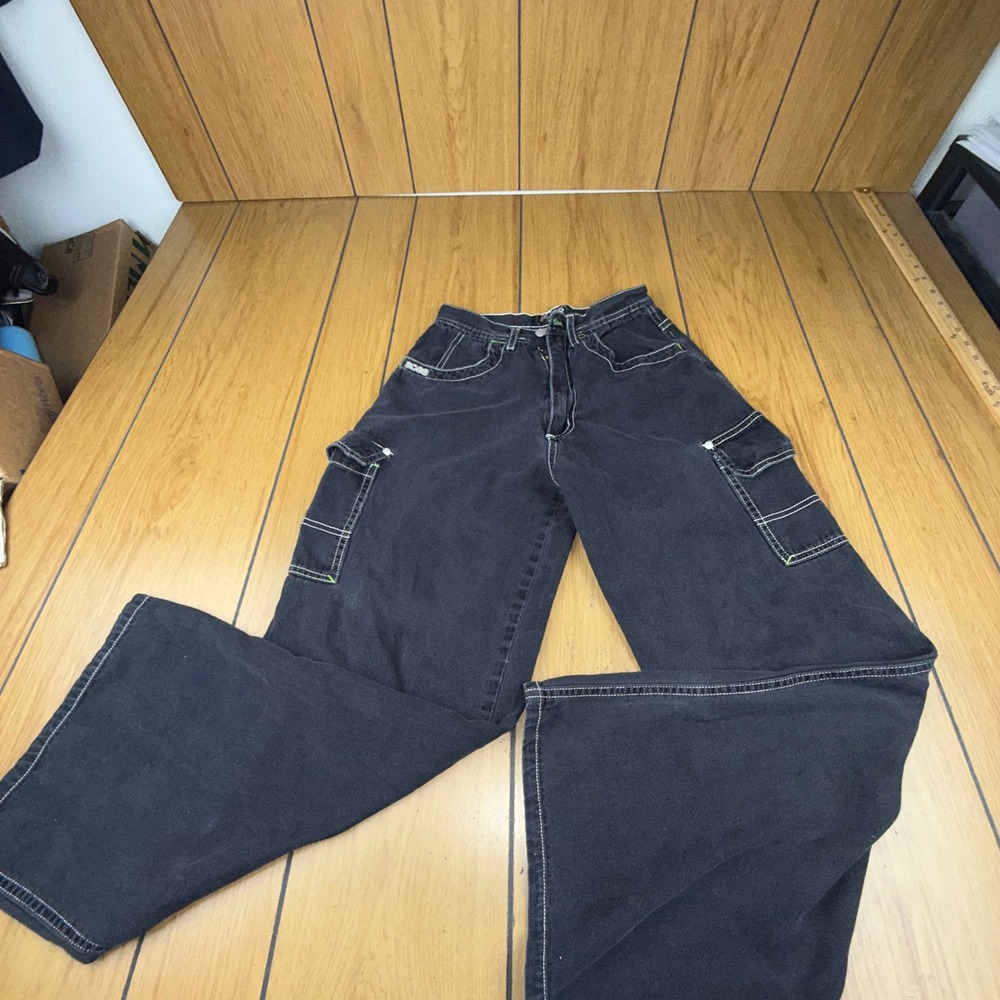 BOSS I.G.‎ Design Women's Jeans Size 3 Black Denim Flare Leg Cargo Pockets vtg